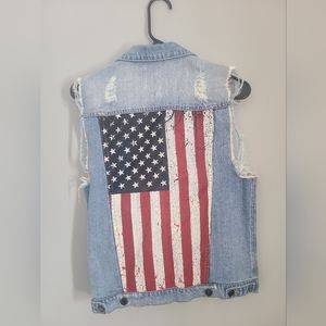 KITTENISH American Flag Denim Vest Small